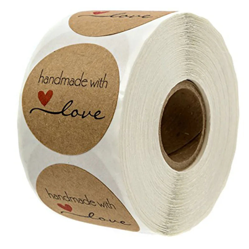 500 runde Kraftpapier-Etiketten für Geschenke, Kuchen und Hochzeit