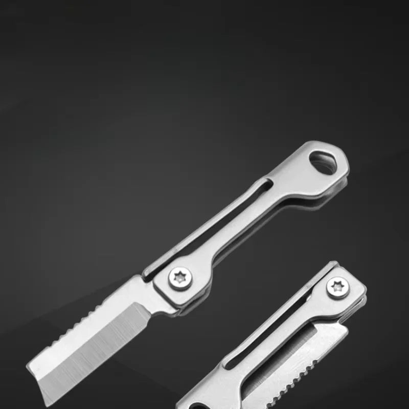 Mini Edelstahl Klappmesser mit Schlüsselbund für Outdoor Camping Wandern