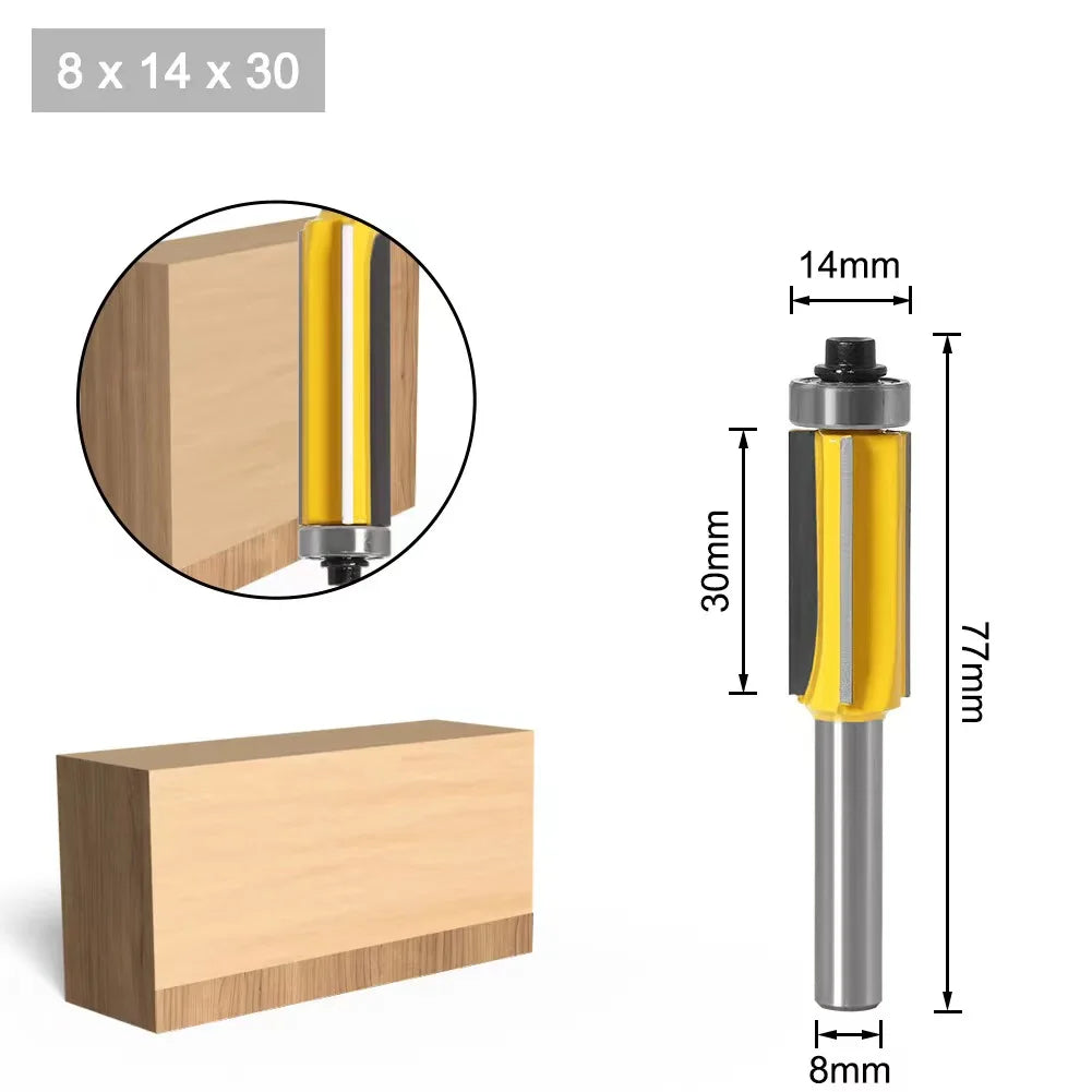 1/4 Zoll 8mm Schaft Langklinge Fräsbit mit Lager für Holzarbeiten