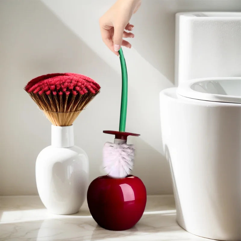 Frische Badpflege: Kirschförmige Toilettenbürste mit langem Griff & Nylonborsten