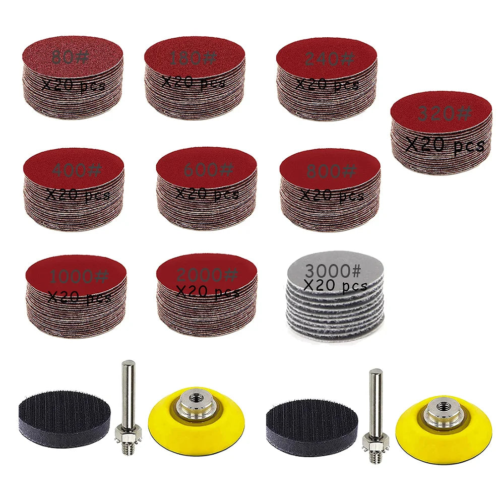 2 Zoll Schleifpapier Set mit Klettverschluss in verschiedenen Körnungen