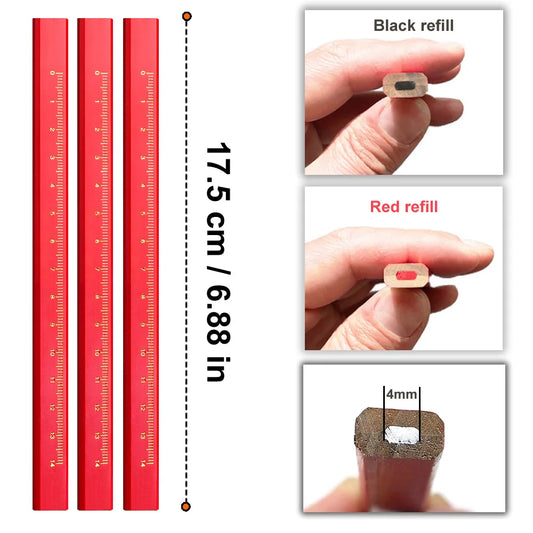 Präzisions-Holzbearbeitungsstifte 10er Set schwarz - rot für exakte Markierungen