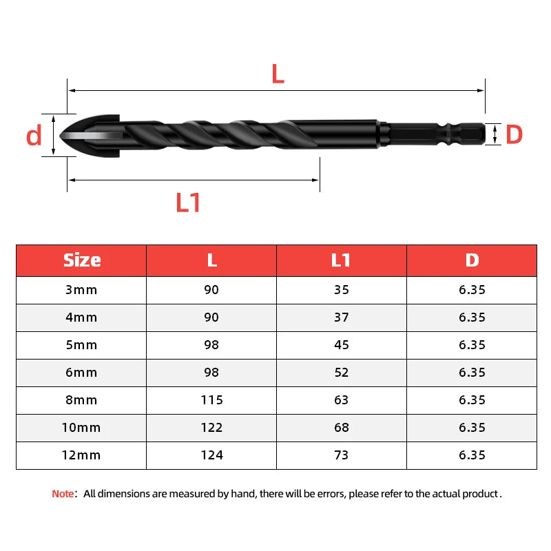 Hartlegierungs-Fliesenbohrer Set 3-12mm für Keramik Glas Beton