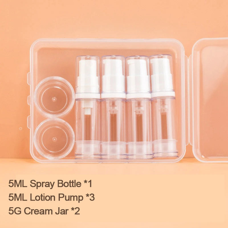 Nachfüllbares Airless Pumpset 5 10 ml Flaschen für Creme Lotion Spray