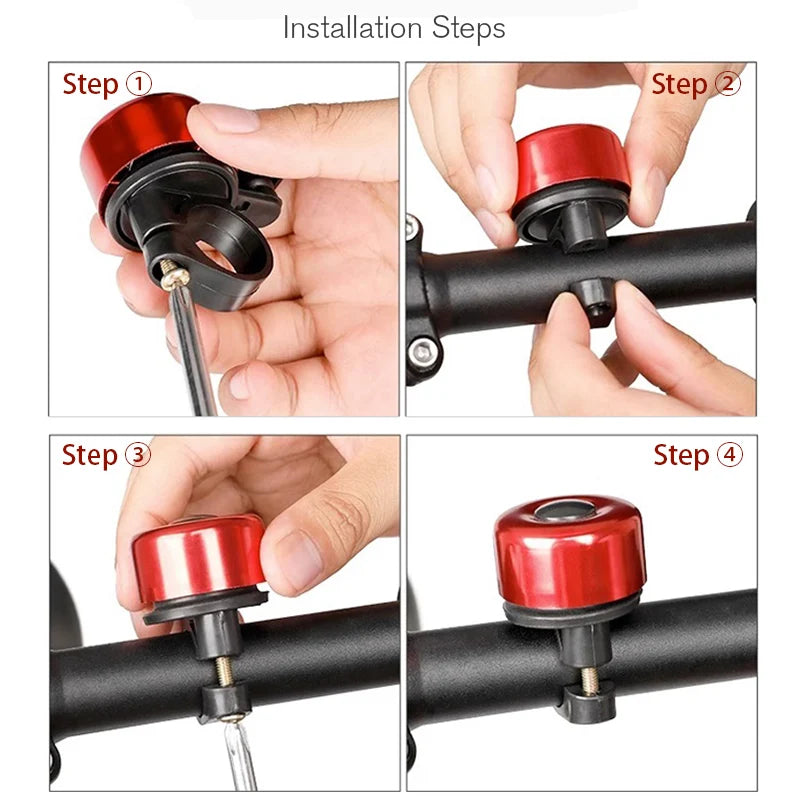 Klarer Klang - robuste Aluminium-Fahrradklingel in Schwarz, Rot, Blau, Gold