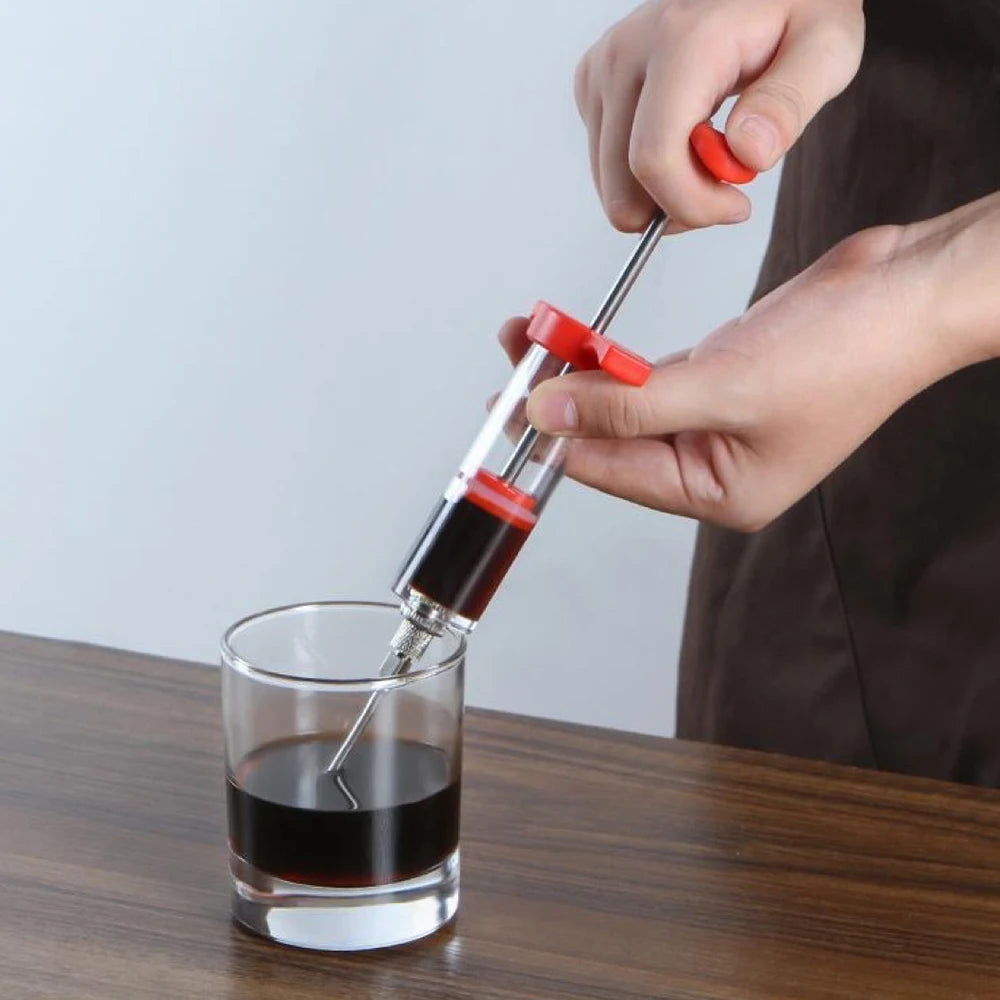 Saftig - aromatisch: Grill BBQ Werkzeug Set mit Spritze - Edelstahl-Nadel