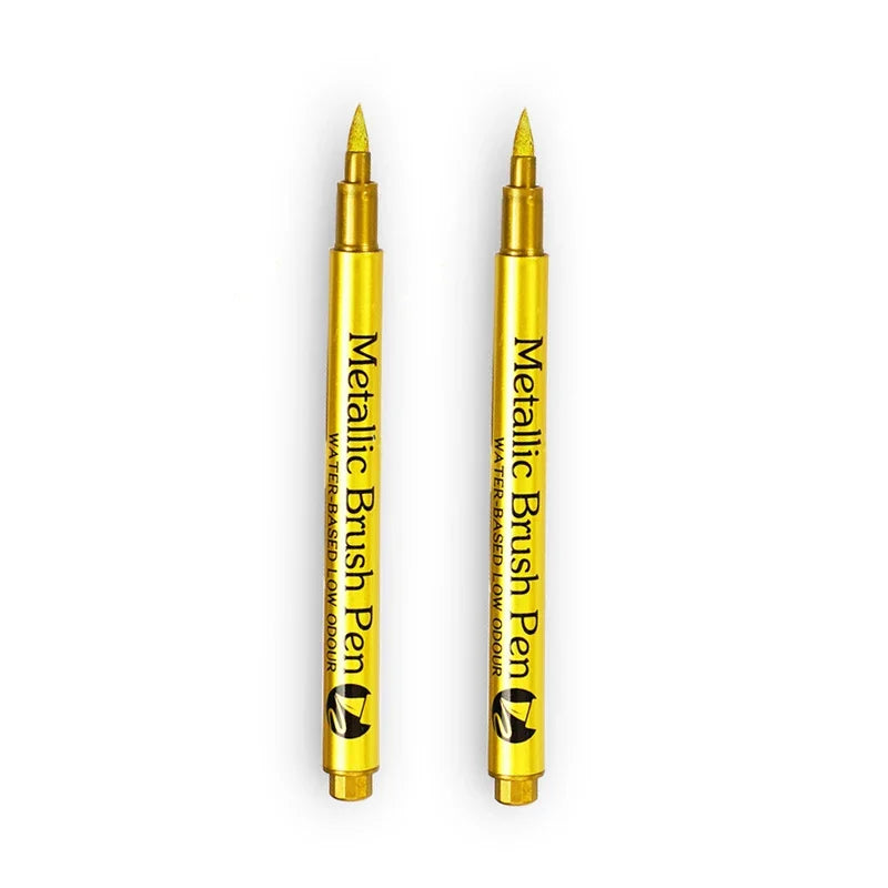 Glänzende Metallic Marker Gold - Silber – Permanente Pinselstifte für Kreative