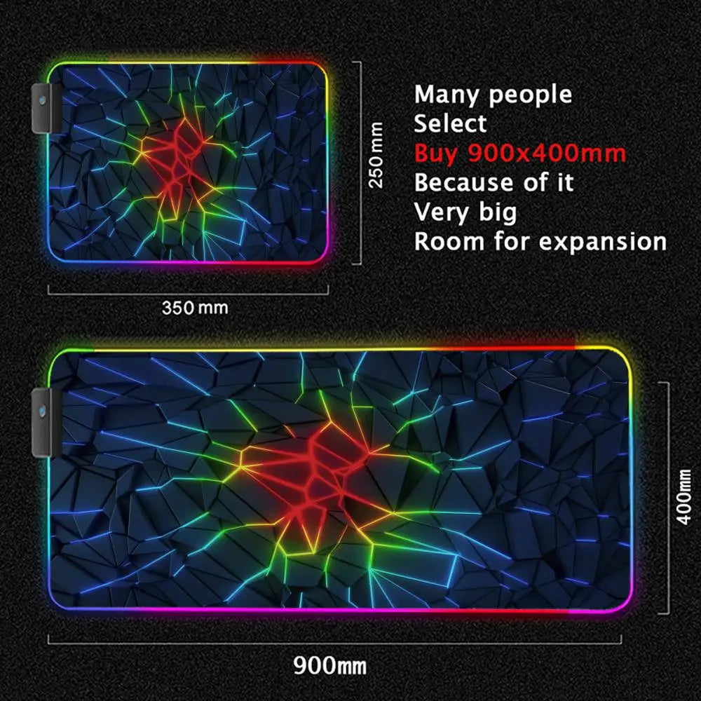 XXL Gaming Mauspad Geometrisches Design mit RGB LED Beleuchtung
