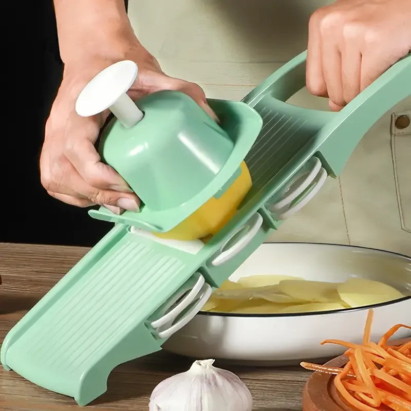 Multifunktionaler Gemüseschneider mit 5 Edelstahlklingen – Schnell - Ergonomisch
