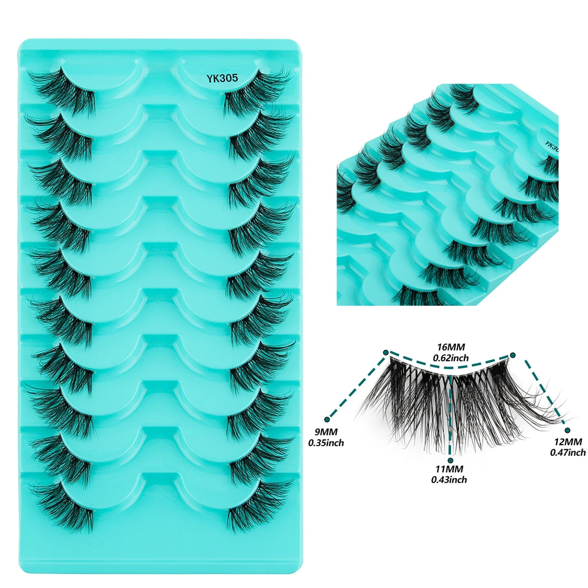 Natürliche Katzenaugen Halb-Wimpern Sets 3/6/10 Paare – weich - wiederverwendbar
