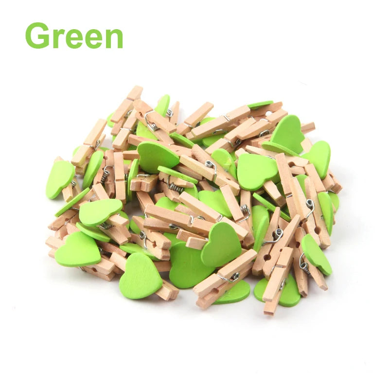 50x Holz Herz Foto Clips für DIY Deko, Hochzeit, Notizen Wohnkultur