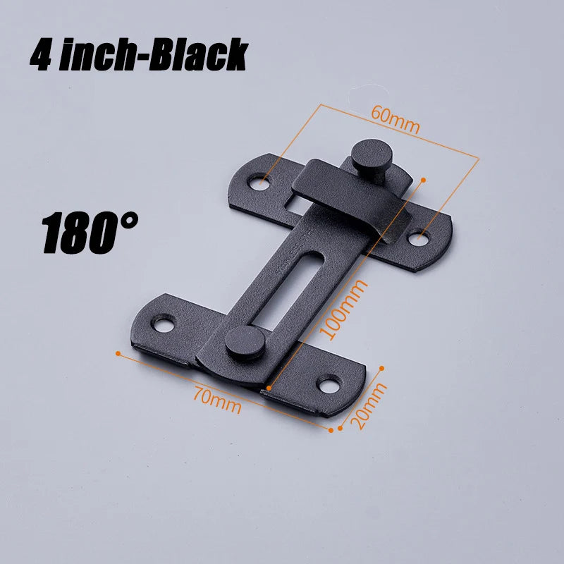 Robuster Schiebe-Tür Riegel mit 180° Winkel, schwarz oder silber, 3-4 Zoll