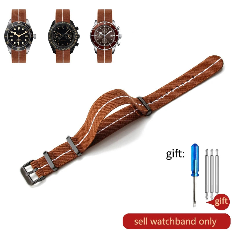 Retro Fallschirm Nylon Uhrenarmband in 18, 20 und 22 mm High Density