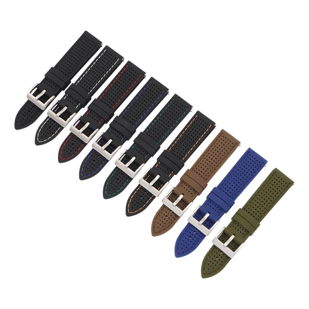 Weiches Silikon-Gummi-Uhrenarmband 20-24 mm, wasserdicht & atmungsaktiv