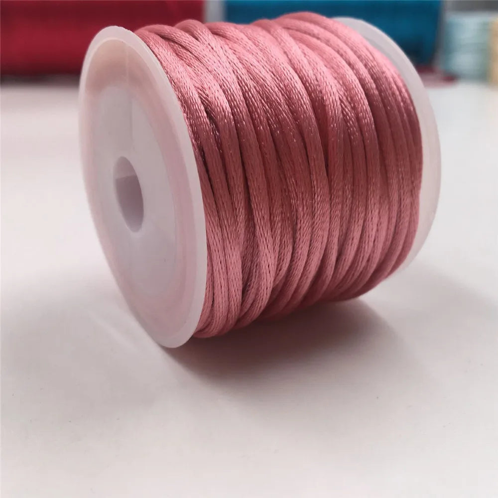 2mm Satinband geflochten Seide Makramee Seil für DIY Armbänder