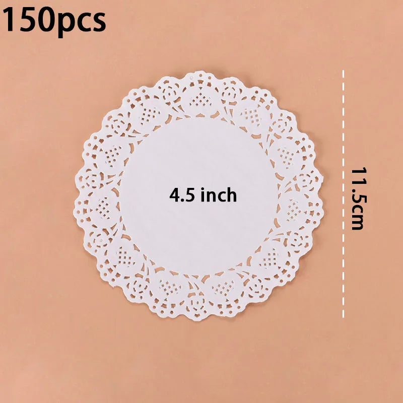 150 Runde Papier Spitzendeckchen Weiß Party Deko Tischsets Backzubehör