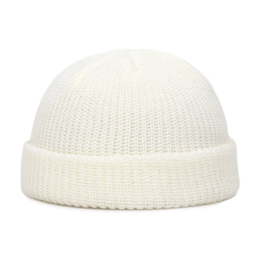 Elastische Unisex Winter Mütze Kurz Gestrickt Warm Beanie Kappe Erwachsene