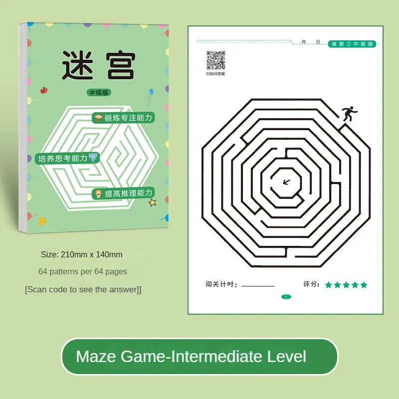 Spielerisch Lernen: Kinder Labyrinth Spielbuch für Konzentration - Köpfchen, 3–12 Jahre