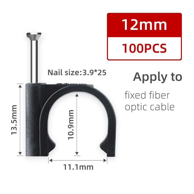 Sichere Kabelbefestigung: 100 schwarze PE-Rundkabel-Clips 4-14 mm Set