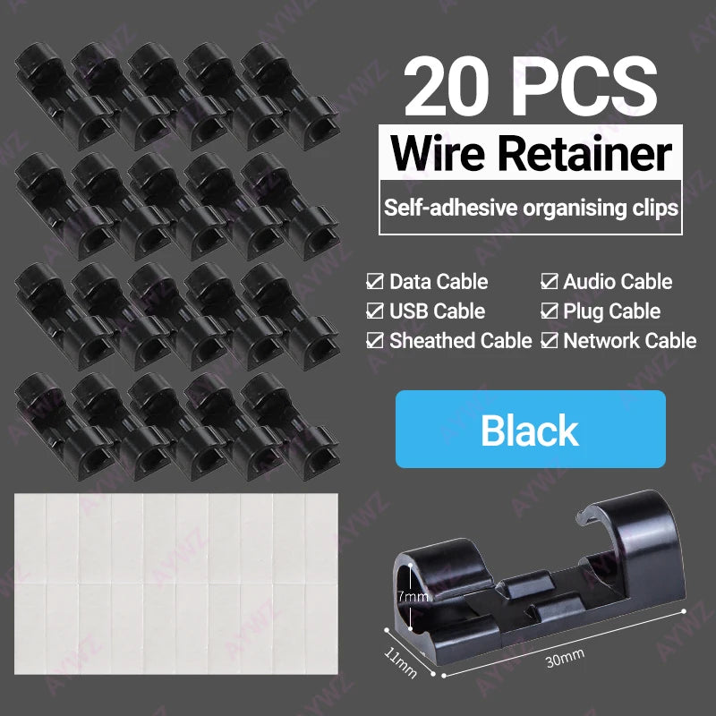 Selbstklebende Kabelklemmen 20er Set für ordentliche Kabelorganisation