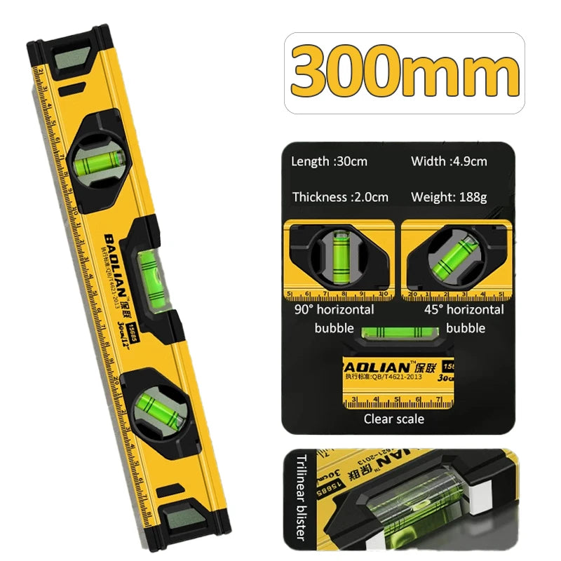 3-in-1 Magnet-Wasserwaage Aluminium 45°/90°/180° stoßfest Nivellierer