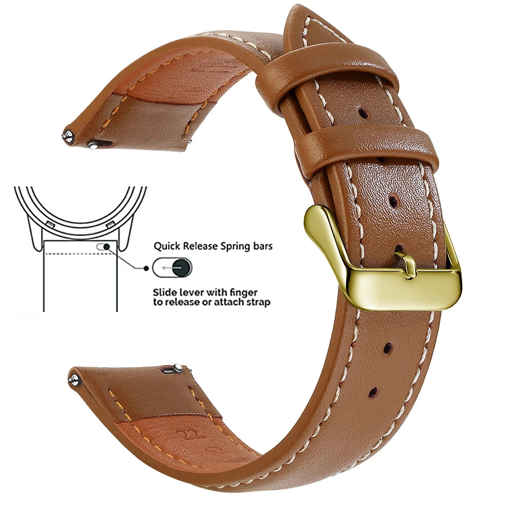 Echtleder Uhrenarmband Schnellverschluss 18/20/22mm für viele Smartwatches