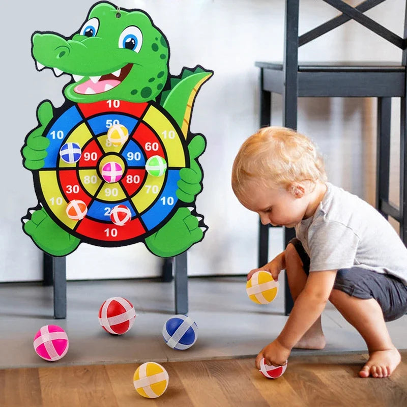 Montessori Dartscheibe mit klebrigen Bällen – fördert Motorik, 3-7 Jahre