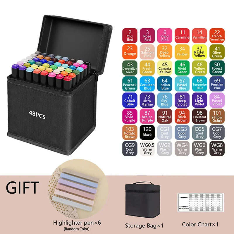 Dual Tip Permanent Marker – Hochpigmentiert, 24-262 Farben für kreative Kunst