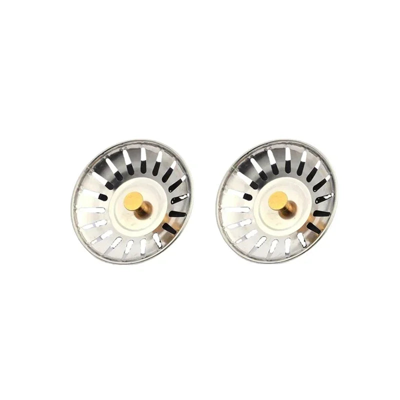 Hygienisches 2er-Set Edelstahl Sieb & Stopper für 8 cm Küchenabfluss, Silber & Gold