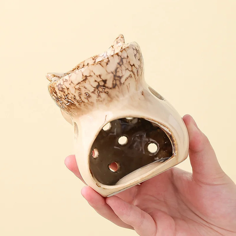 Keramik Aromatherapie Lampe mit Eulenmotiv für Schlafzimmer und Wohnzimmer