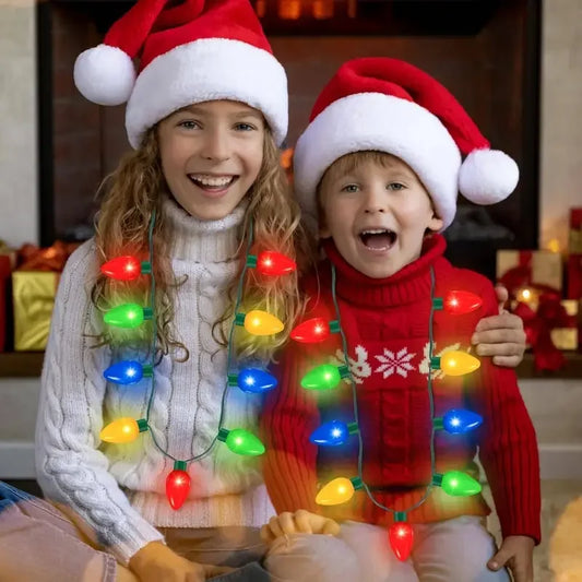 Bunte LED-Leuchten-Halskette mit 9 Glühbirnen für Party- und Feiertagsdeko