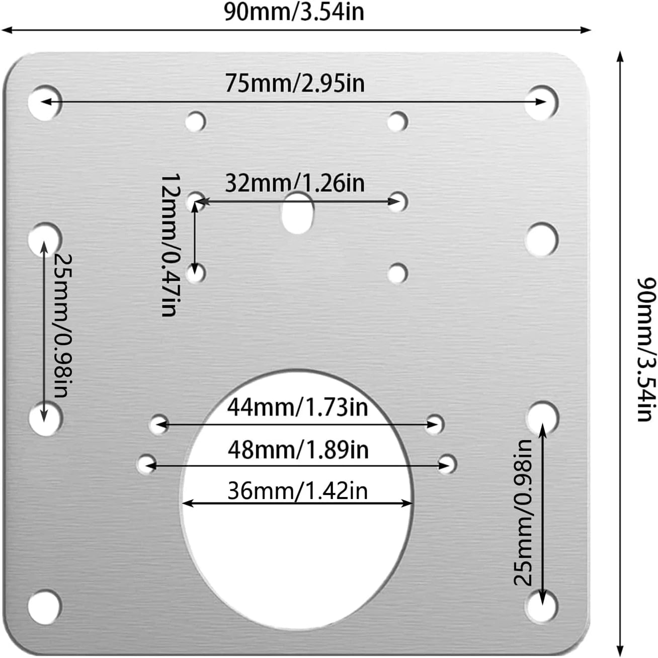 Edelstahl Scharnierreparaturplatte 9x9cm für Möbel - Küchenschränke