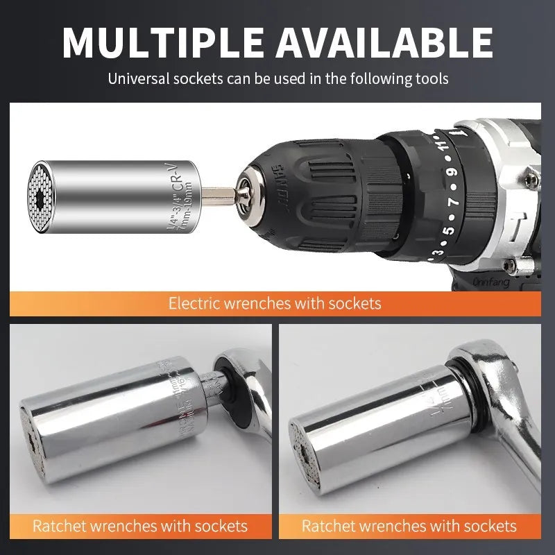 Universal Steckschlüsselsatz 7-19mm Chrom-Vanadium Multifunktions-Werkzeug