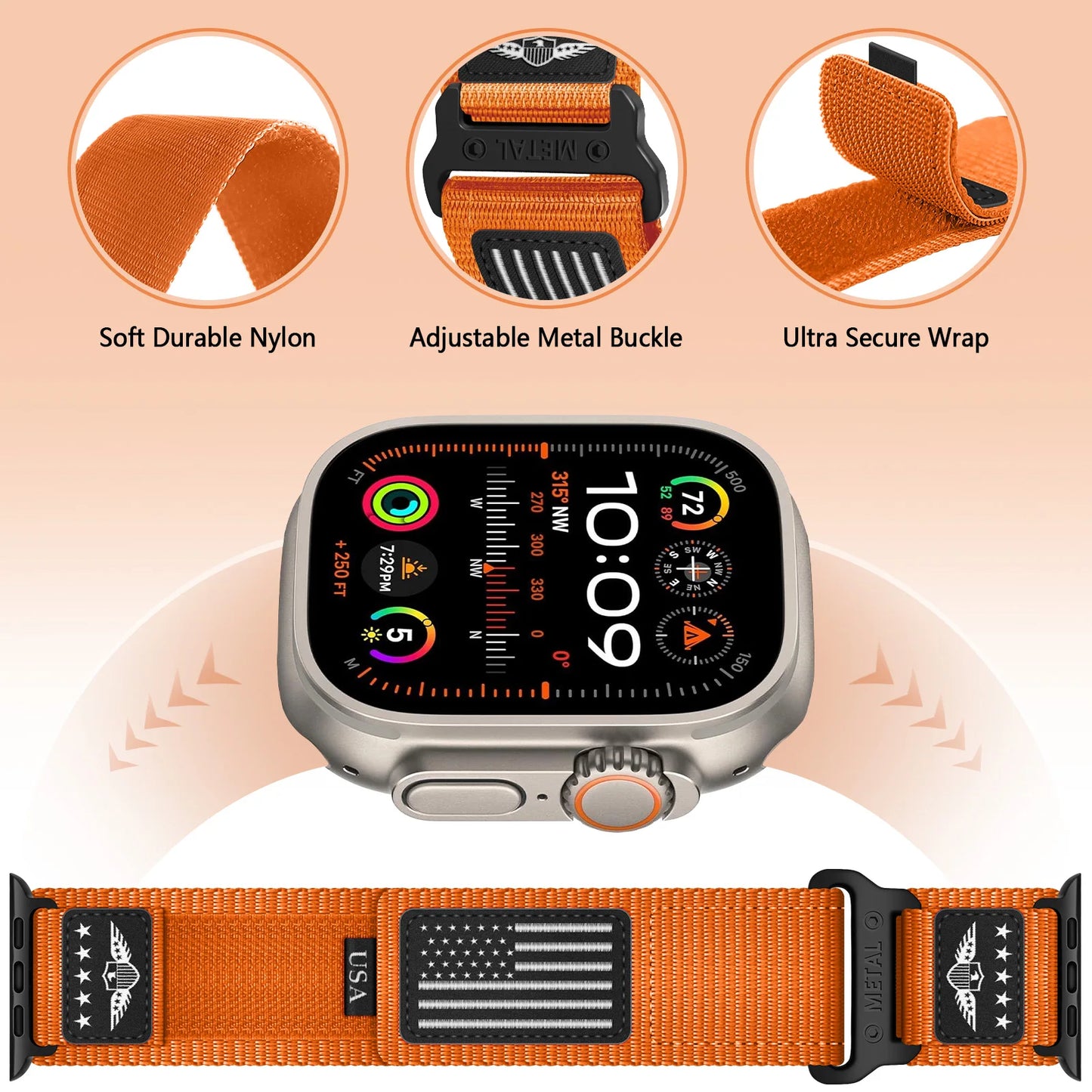 Sportliches Nylonarmband für Smartwatches in verschiedenen Größen