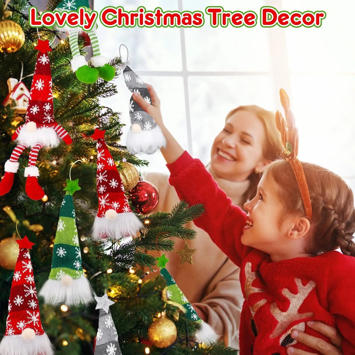 Kindliche Weihnachts-Gnom Puppe mit leuchtenden Pailletten Ornament