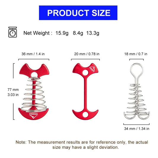 4-teiliges Camping Karabiner Set Spirale Fischknochen Zelt Haken