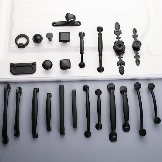 Moderne Schwarze Möbelgriffe Aluminium Schrank Schubladen Knöpfe versch. Lochabstände