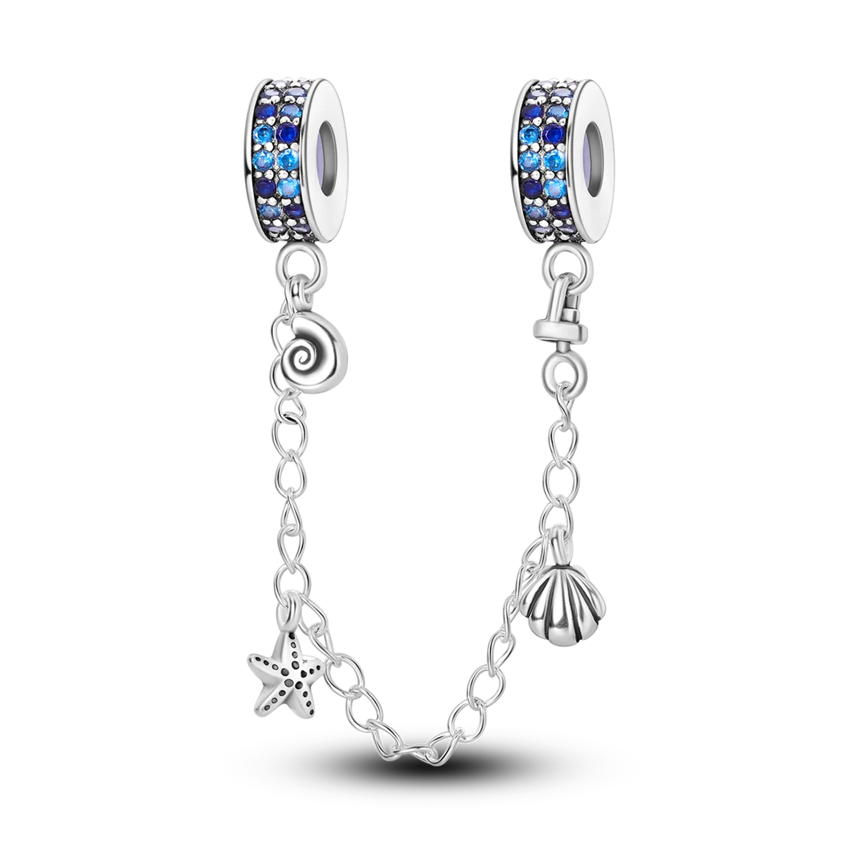 Edler Charm-Anhänger aus 925er Silber mit funkelndem blauem Zirkon – perfekt für DIY-Schmuck