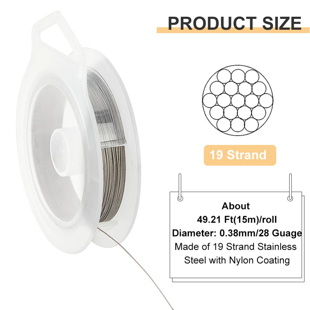 Flexibler Perlendraht 0 38mm grau 15m für Schmuckherstellung