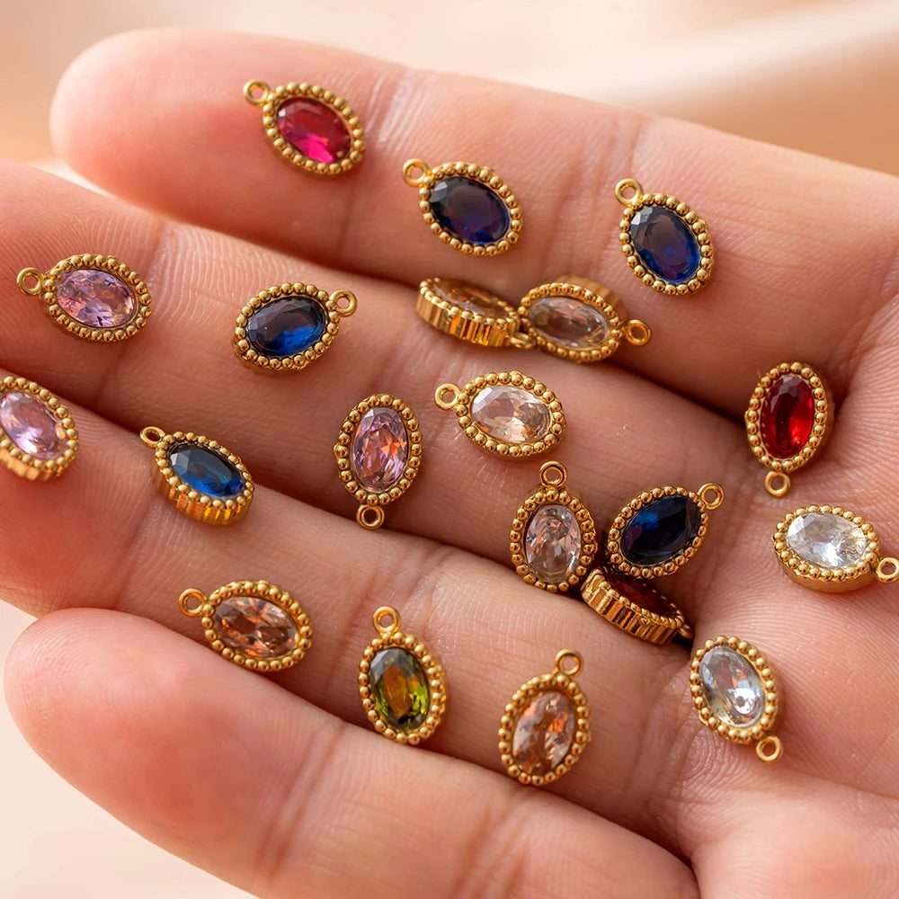 10er Set Goldfarbene Edelstahl Anhänger für DIY Halsketten Schmuck