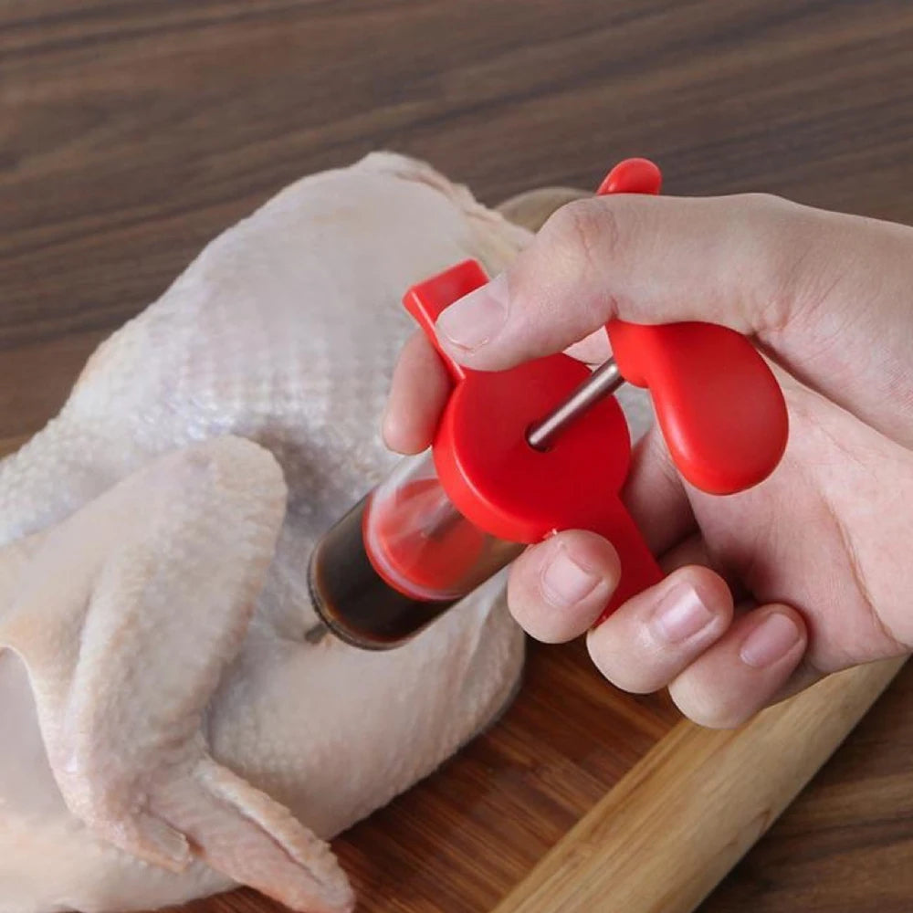 Saftig - aromatisch: Grill BBQ Werkzeug Set mit Spritze - Edelstahl-Nadel