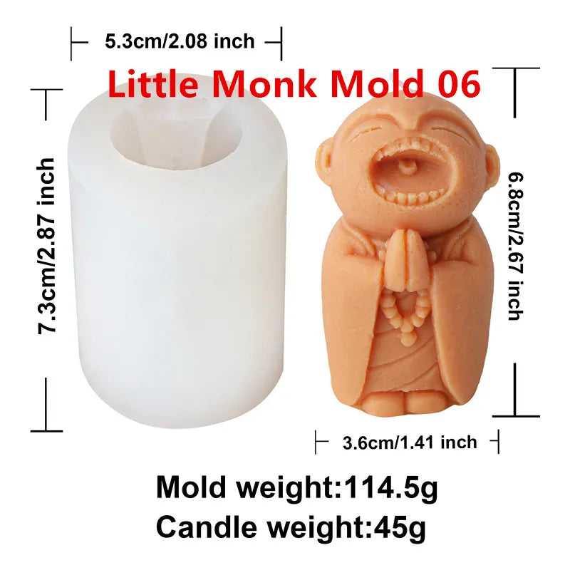 3D Silikon Kerzenform Kleine Buddha Mönch für DIY Dekoration