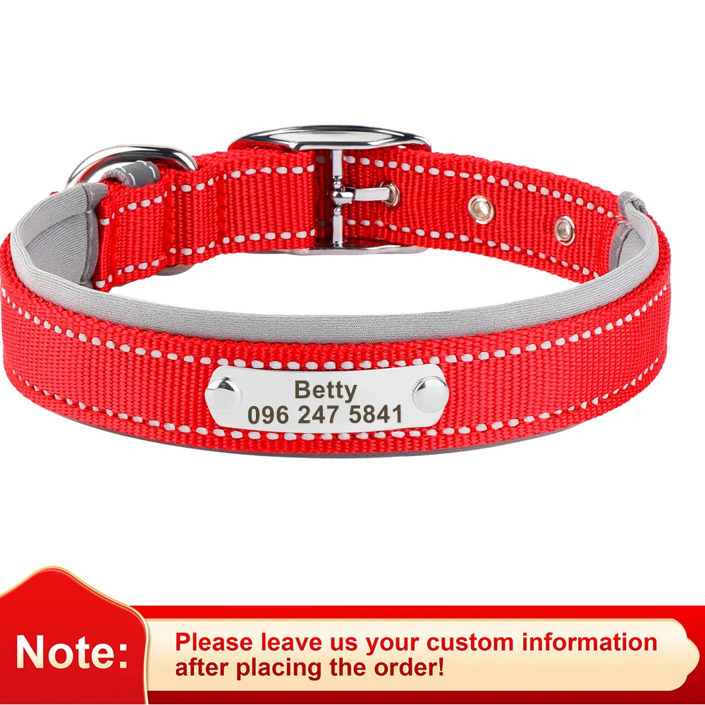 Reflektierendes Nylon-Hundehalsband mit ID-Tag für kleine bis große Hunde