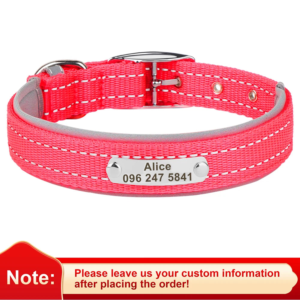 Reflektierendes Nylon-Hundehalsband mit ID-Tag für kleine bis große Hunde