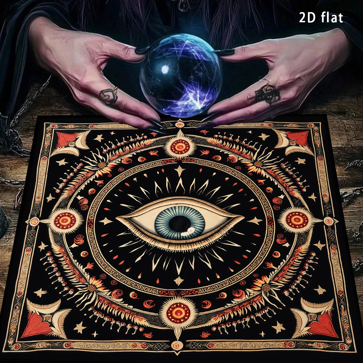 Multifunktionale Tarot Tischdecke mit Allsehendem Auge Muster für Wahrsagerei und Dekor