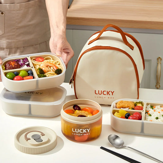 3-Fächer Mikrowellen Lunchbox Kunststoff – Tragbar, Stapelbar für Schule & Büro