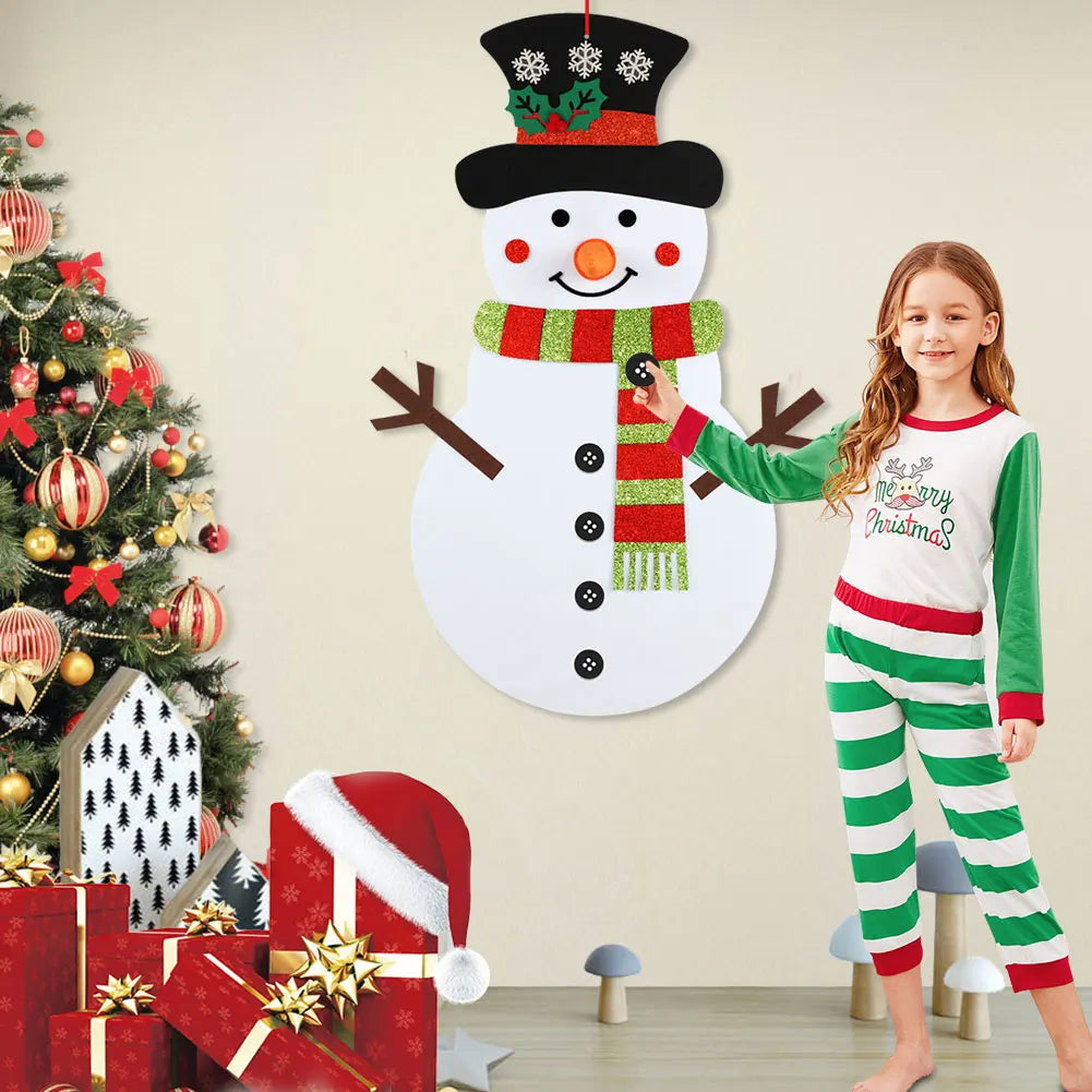 DIY-Weihnachtsschneemann Set aus Filz mit glitzernden Ornamenten