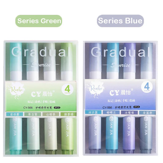 12/4 Stück Kawaii Textmarker Set mit vielseitigen Farbverläufen für Schüler