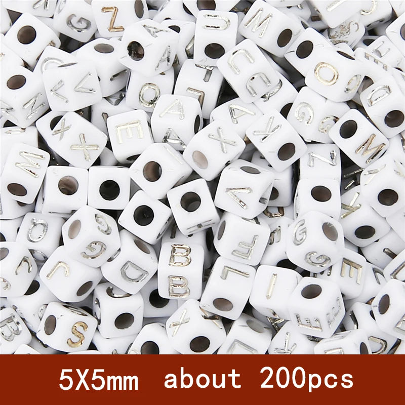 6x6mm Quadratische Acryl Alphabet Perlen für DIY Schmuck Basteln