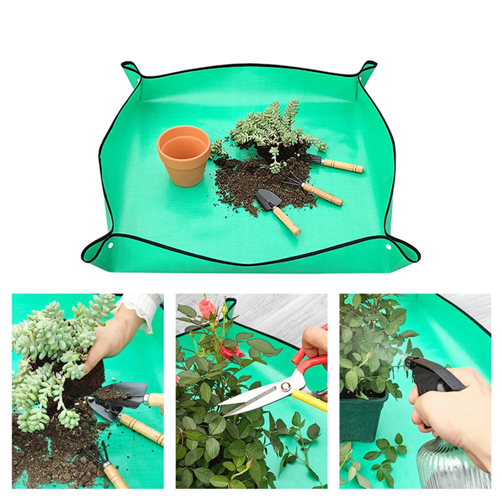 Wasserdichte - faltbare Pflanzmatte in Grün – sauberer Gartenkomfort bis 100x100 cm